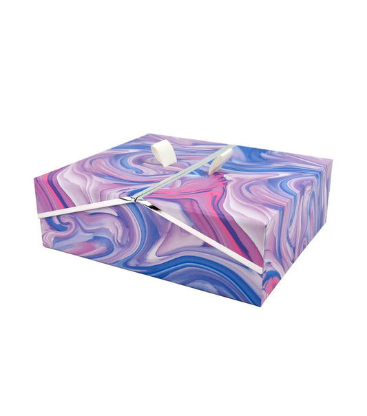 9.5 Purple Marble Rectangle Box With Double Door Lid & Metallic Trim