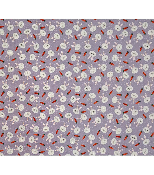 Bunnies & Carrots on Purple Super Snuggle Flannel Fabric by POP!