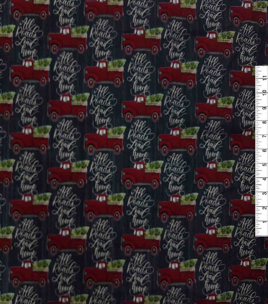 All Roads Lead Home & Truck Super Snuggle Christmas Flannel Fabric