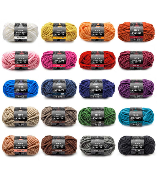 Arteza Dark Colors Premium Worsted Acrylic Yarn 20 Bundle