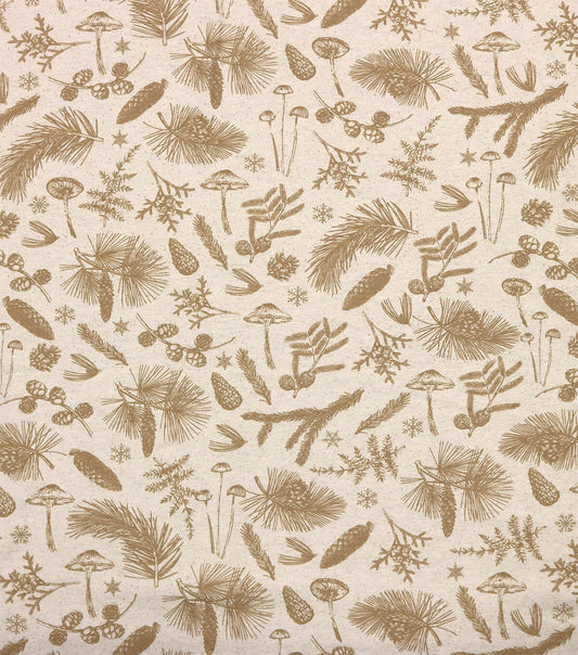 Tonal Greenery on Cream Super Snuggle Christmas Flannel Fabric