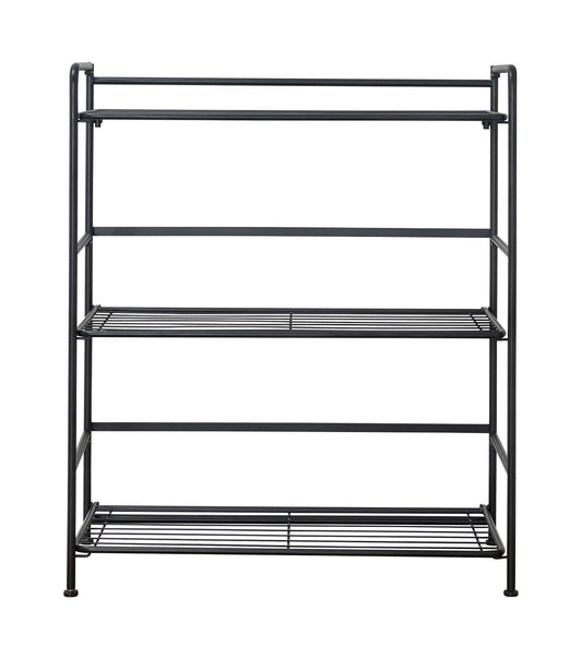 FlipShelf Black 3 Tier Metal Wide Shelving Unit