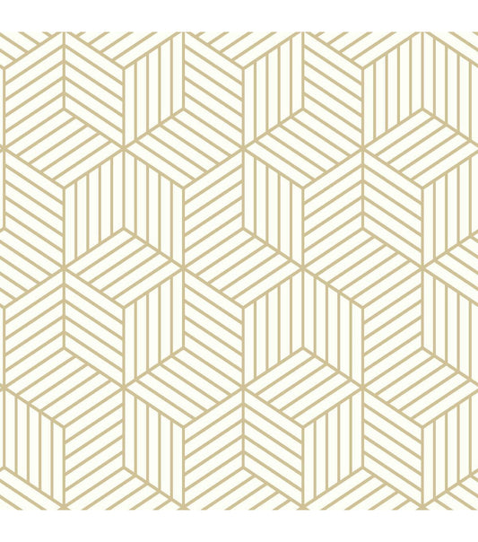 RoomMates Wallpaper White & Gold Hexagon